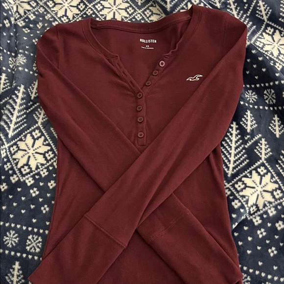 Hollister Tops - Hollister Women's Maroon Long Sleeve Henley